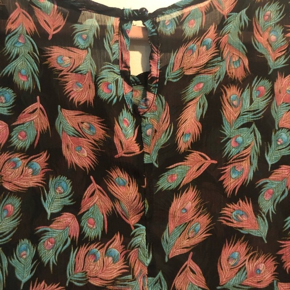 Ripe M/L Sheer Blouse Multi Colour Peacock Feather - Picture 6 of 7